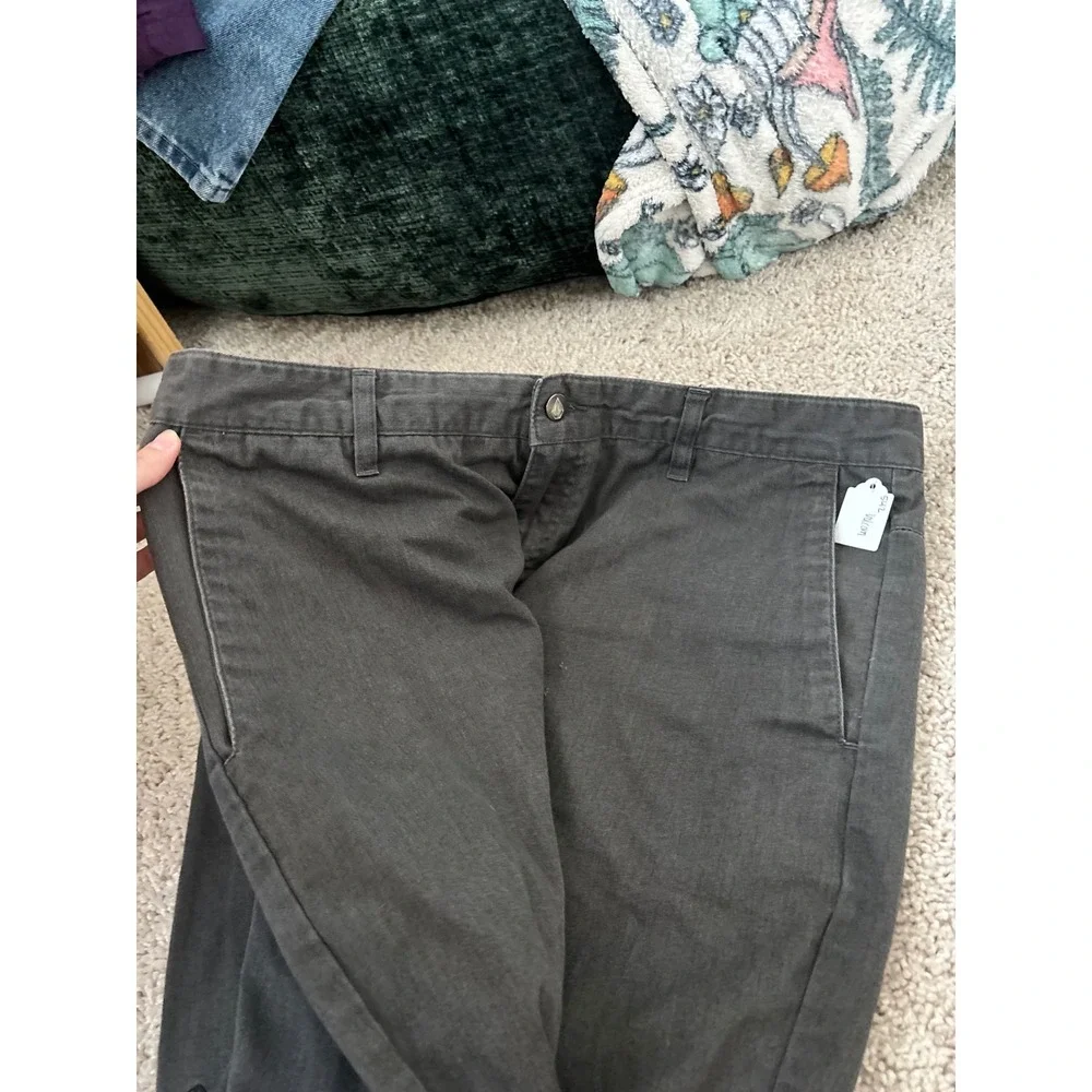 Volcom Mens Chino Pants Charcoal Gray Frickin Modern Stretch Skate Trousers 36